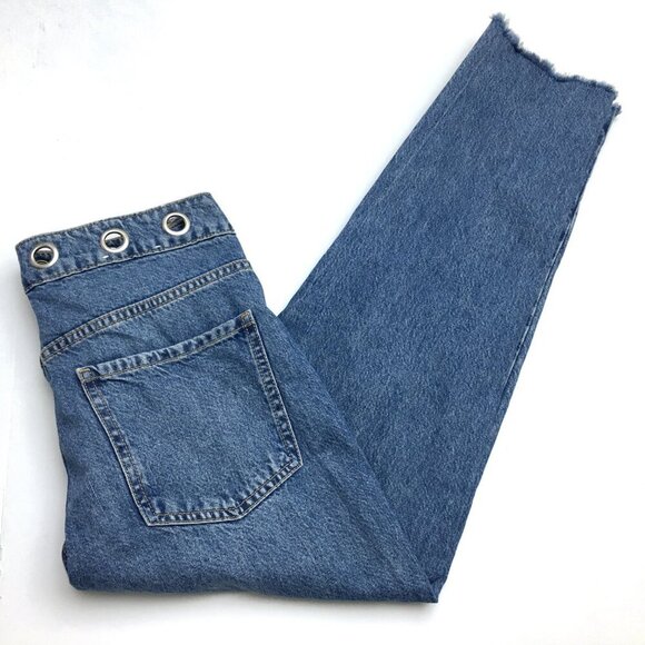 Garage Denim Women's Mom Jeans Grommet Waistband Retro Distressed size 26 - Picture 8 of 8